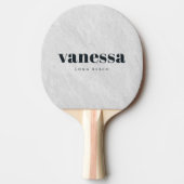 Raquette De Ping Pong Marbre Blanc Pierre Minimal Moderne Classique Nom (Devant)