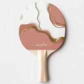 Raquette De Ping Pong Marbre Blush Pink Chic Script Girl Monogramme Nom (Devant)