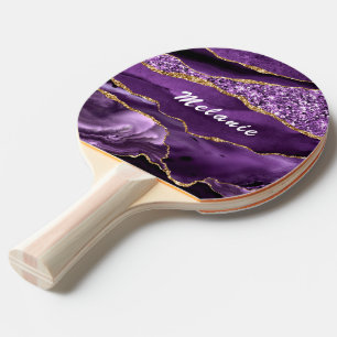 Raquette De Ping Pong Marbre d'or violet Nom personnalisé Ping Pong Padd