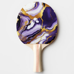 Raquette De Ping Pong Marbre faux violet jaune or tendance gras