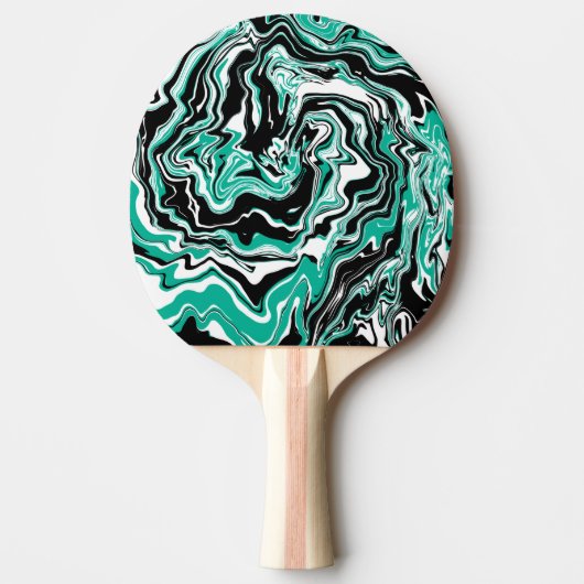 Raquette De Ping Pong Marbre turquoise, noir et blanc comme (Devant)