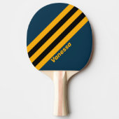 Raquette De Ping Pong Marée Rétro au Clair de Lune Rayures avec Nom (Devant)