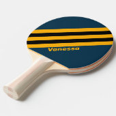 Raquette De Ping Pong Marée Rétro au Clair de Lune Rayures avec Nom (Devant Angle)