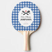 Raquette De Ping Pong Mariage de Monogramme de grill bleu (Devant)
