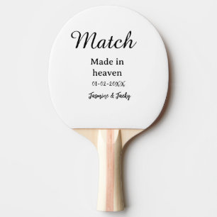 Raquette De Ping Pong Mariage fait au ciel nom date calligraphie simple