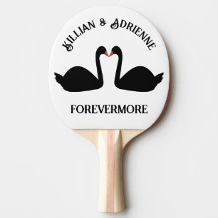 Raquette De Ping Pong Mariage gothique Baiser Black Swans Personnalisé
