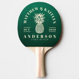 Raquette De Ping Pong Mariage Tropical Pineapple Vert Émeraude