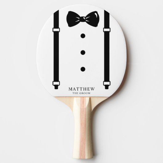 Raquette De Ping Pong Mariage Tuxedo Suspendants Bow Cravate Groomsman (Devant)