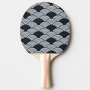 Raquette De Ping Pong Marine bleu et blanc Seigaiha vagues motif