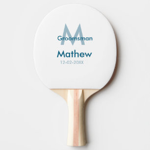 Raquette De Ping Pong Marine bleu groomsman nom lettre date masculin par