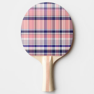 Raquette De Ping Pong Marine Rose Bleu Blanc Preppy Madras Plaid