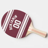 Raquette De Ping Pong Maroon and White Jersey Stripes Nom personnalisé N (Côté)