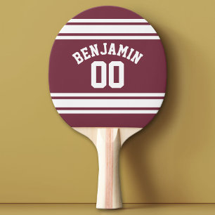 Raquette De Ping Pong Maroon and White Jersey Stripes Nom personnalisé N