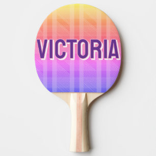 Raquette De Ping Pong Marquage de nom coloré rétro 2D