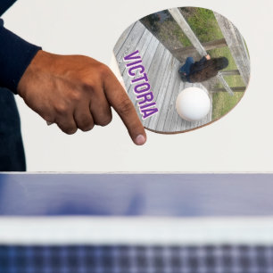 Raquette De Ping Pong Marquage de nom et photo colorés rétro 2D