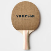 Raquette De Ping Pong Marron Burlap Minimal Moderne Nom Classique (Devant)