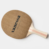 Raquette De Ping Pong Marron Burlap Minimal Moderne Nom Classique (Côté)