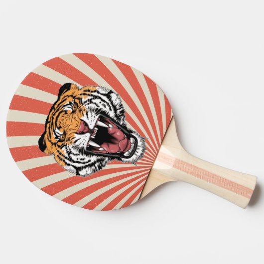 Raquette De Ping Pong Mascotte de tigre spirale rétro (Côté)