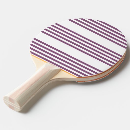 Raquette De Ping Pong Mauve violet blanc cinq bandes motif (Devant Angle)