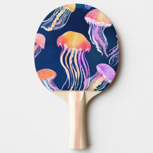 Raquette De Ping Pong Méduse Colorée   Aquarelle Animal Marin