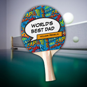 Raquette De Ping Pong Meilleur Papa du Monde Drôle Moderne Cool