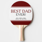 Raquette De Ping Pong Meilleur papa jamais moderne Rouge Noir Fête du Pè (Devant)