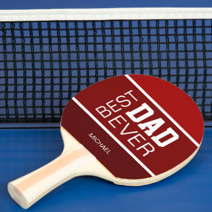 Raquette De Ping Pong Meilleur Papa Jamais Nom Personnalisé Rouge