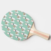 Raquette De Ping Pong Mélange Blanc Llamas Mint Vert Monogramme Nom init (Côté)