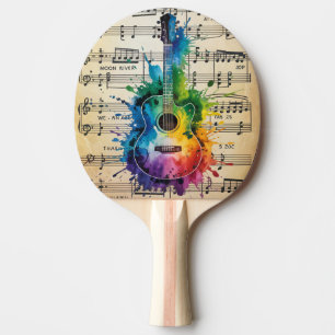 Raquette De Ping Pong Mélodie colorée : Guitare peinte sur musique Vinta