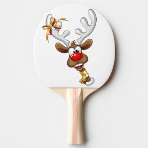 Raquette De Ping Pong Mème de Noël drôle de renne qui regarde par-dessus