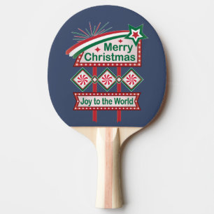 Raquette De Ping Pong Merry Christmas Retro Marquee - Joy to the World