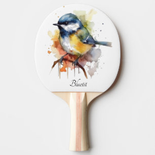 Raquette De Ping Pong Mésange charmante sur une branche, personnalisabl