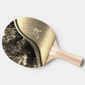Raquette De Ping Pong Métal brossé or et pierre métallique Monogrammé (Côté)