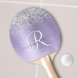 Raquette De Ping Pong Métal brossé violet Parties scintillant d'argent N