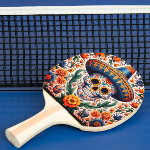 Raquette De Ping Pong Mexique Voyager Vintage Retro Crâne à sucre