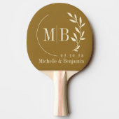 Raquette De Ping Pong Mid-Century Warm Desert Leaf Wedding Monogram (Dos)