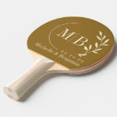 Raquette De Ping Pong Mid-Century Warm Desert Leaf Wedding Monogram (Devant Angle)