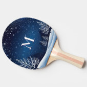Raquette De Ping Pong Midnight Blue Sky Stars Monogramme hiver (Côté)