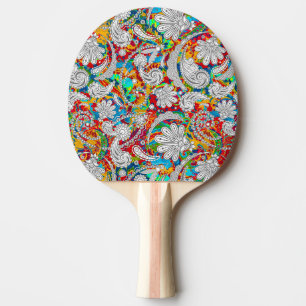Raquette De Ping Pong Mignon vintage coloré motifs paisley blanc puzzle