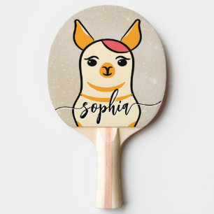 Raquette De Ping Pong Mignonne Llama Face Or