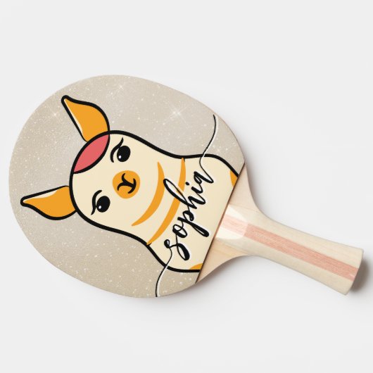 Raquette De Ping Pong Mignonne Llama Face Or (Côté)