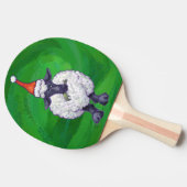 Raquette De Ping Pong Mignonne mouton à Santa Chapeau sur vert (Côté)