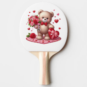 Raquette De Ping Pong Mignonne Valentine's Day Teddy Bear