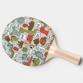 Raquette De Ping Pong Mignons monstres de dessin : Arrière - plan sans c (Côté)