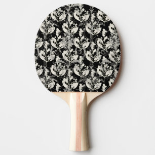 Raquette De Ping Pong Mignons motifs de feuilles abstraites noir blanc