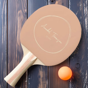 Raquette De Ping Pong Milieu du Siècle Moderne Pêche Douce avec Nom