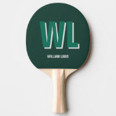 Raquette De Ping Pong Minimalist Emerald Green Personalized Monogram (Devant)