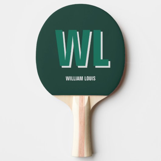 Raquette De Ping Pong Minimalist Emerald Green Personalized Monogram (Devant)
