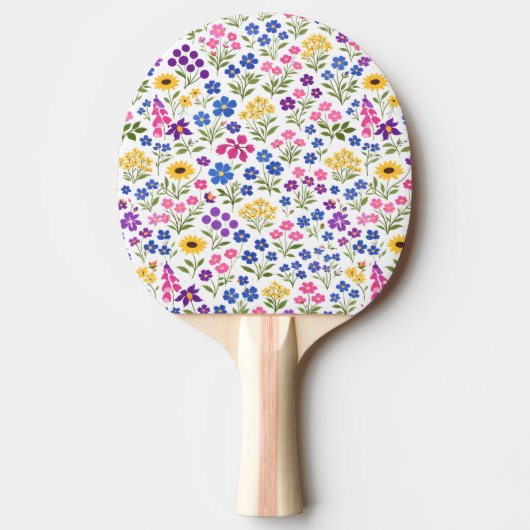 Raquette De Ping Pong Minimalist Wildflower Seamless Pattern on White (Devant)