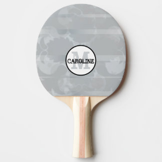 Raquette De Ping Pong Minimaliste Féminin Moderne Monogramme Unique Gris